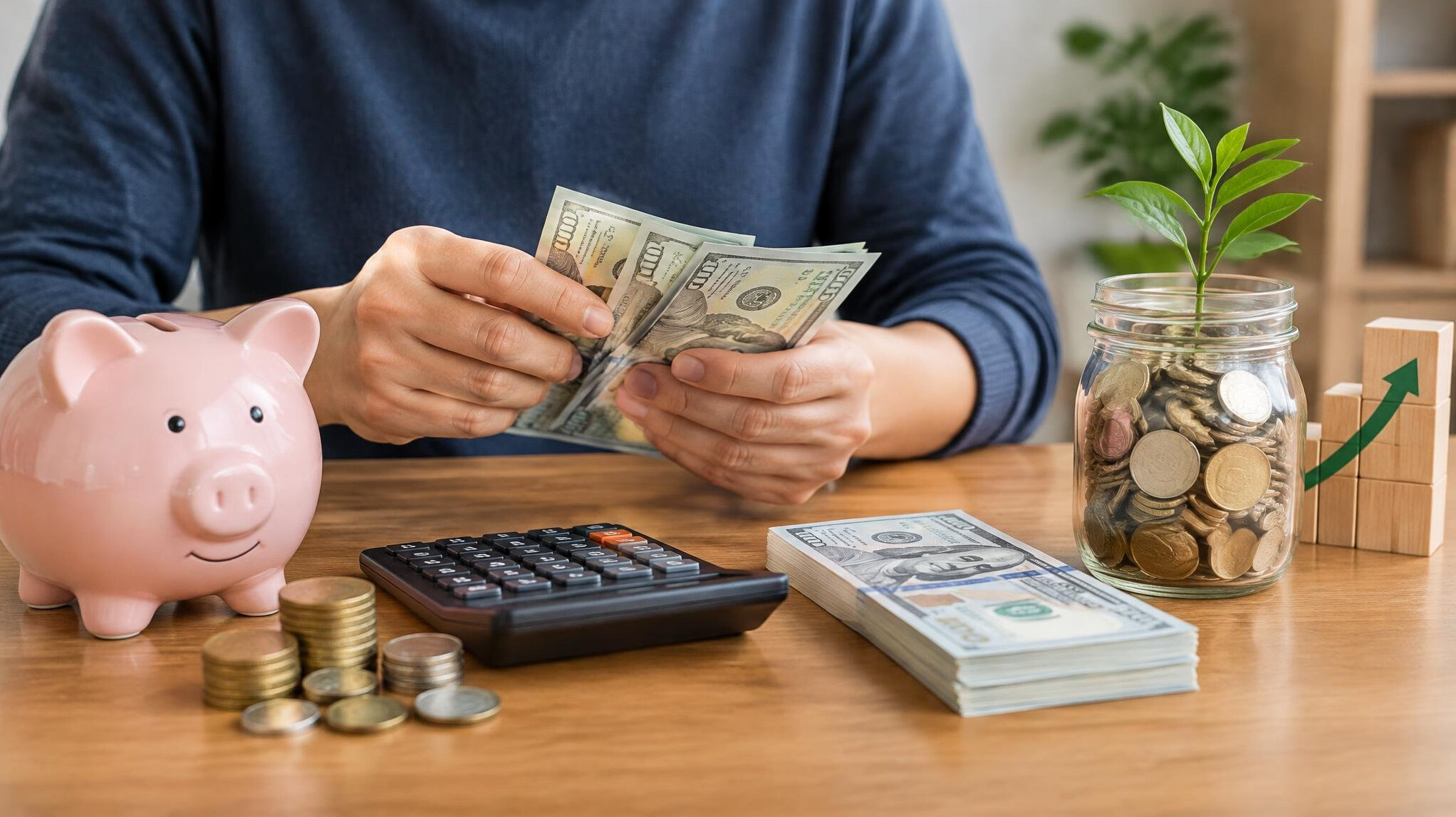 person counting money bills