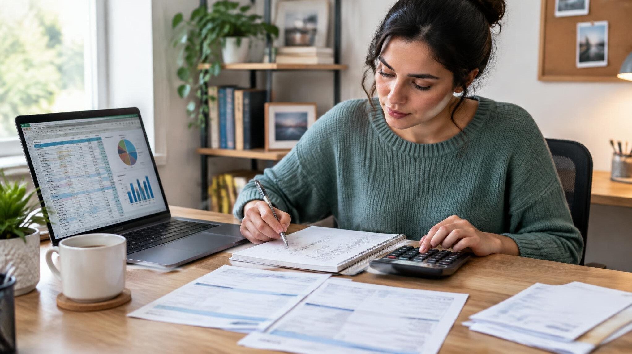 woman reviewing budget spreadsheet