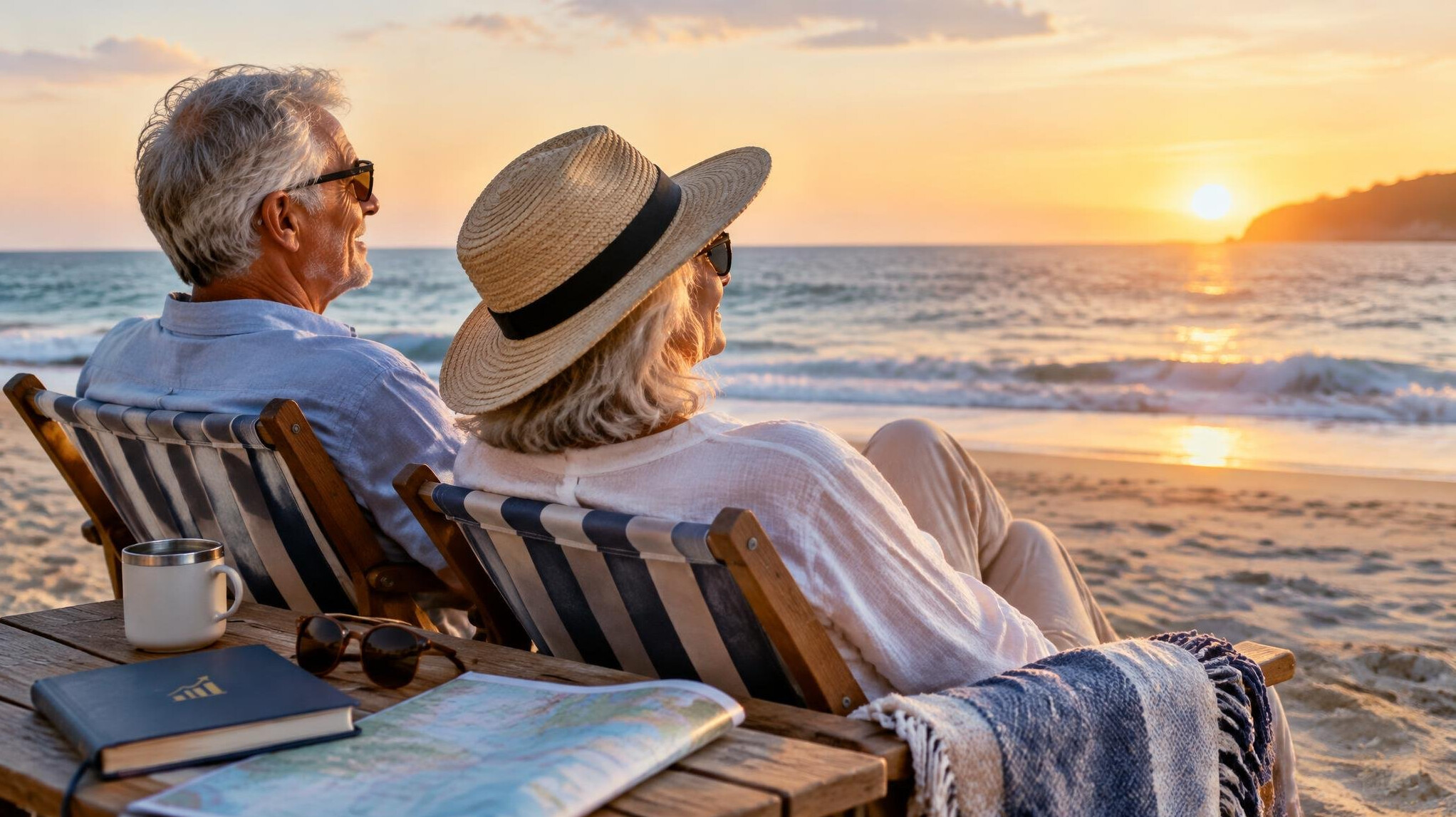 senior couple on beach