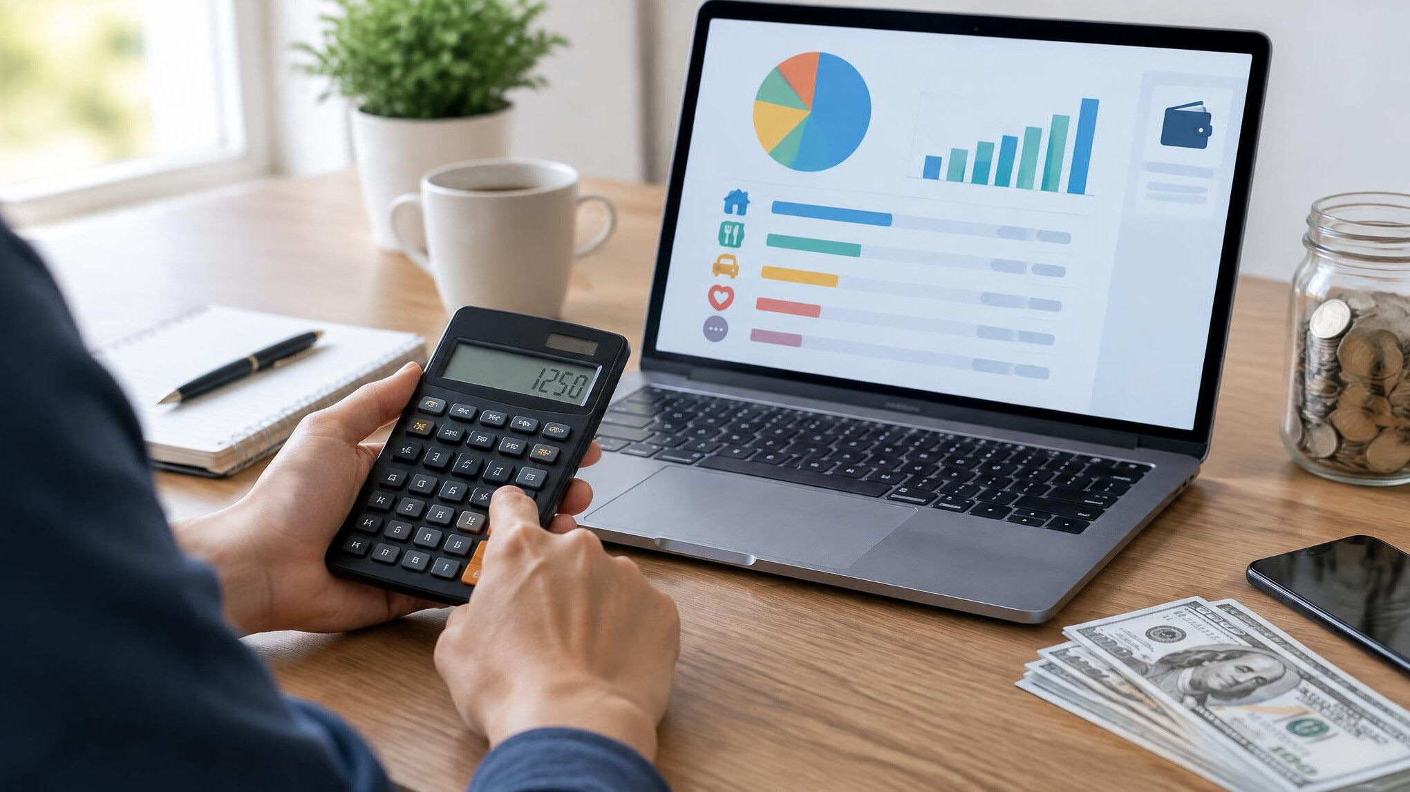 person using financial calculator